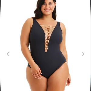 Bleu Rod Beattie green one piece swimsuit